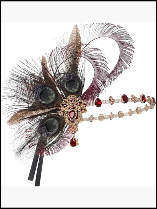 Flapper Peacock Feather Headpiece - Great Gatsby 1920s Costume Accessory main image 5